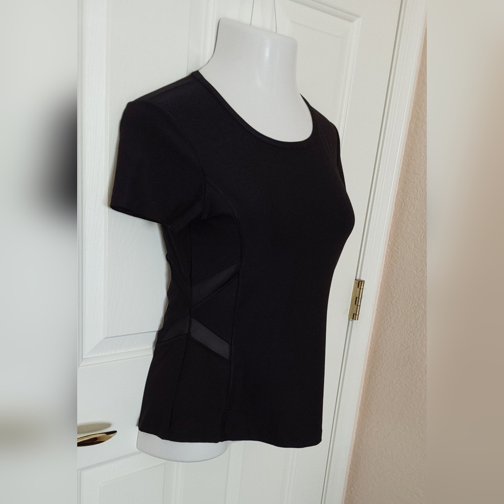 Gottex short sleeve black mesh tee top Medium - Picture 1 of 8